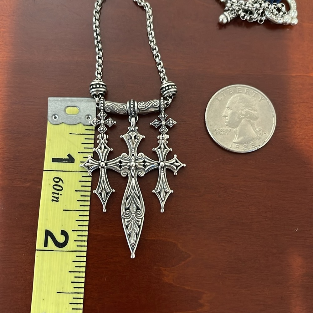 *Price Firm* Konstantino Sterling Silver Triple Cross / Sword Necklace 20” Chain - Picture 10 of 12